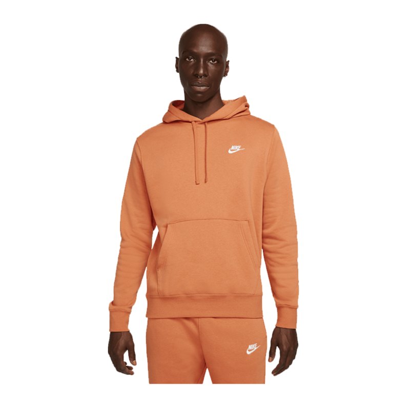 Nike Club Fleece Hoody Orange Weiss F808 - orange