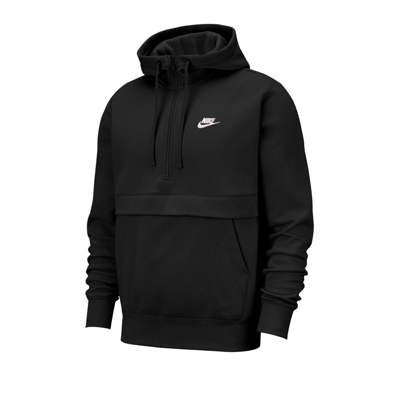 Nike Club Fleece 1/2 Zip Kapuzensweatshirt F010 - schwarz
