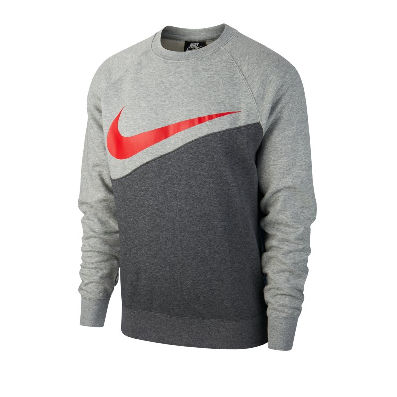 Nike Swoosh French Terry Crew Langarmshirt F071 - grau