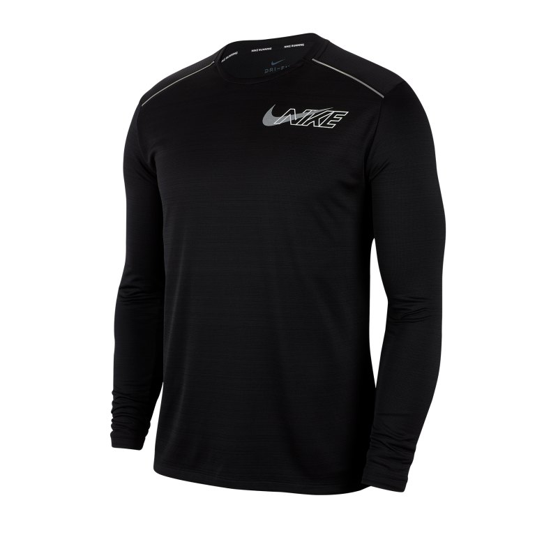 Nike Miler Running Sweatshirt Schwarz F010 - schwarz