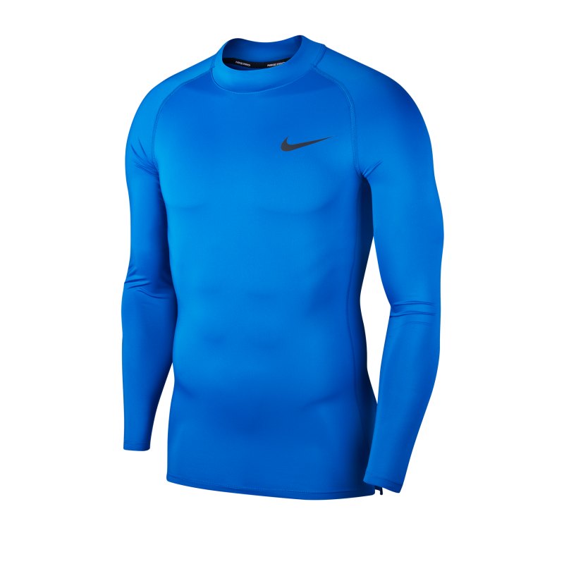 Nike Pro Training Top Mock langarm Blau F480 - blau