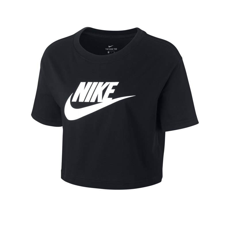 Nike Essential Cropped T-Shirt Damen Schwarz F010 - schwarz
