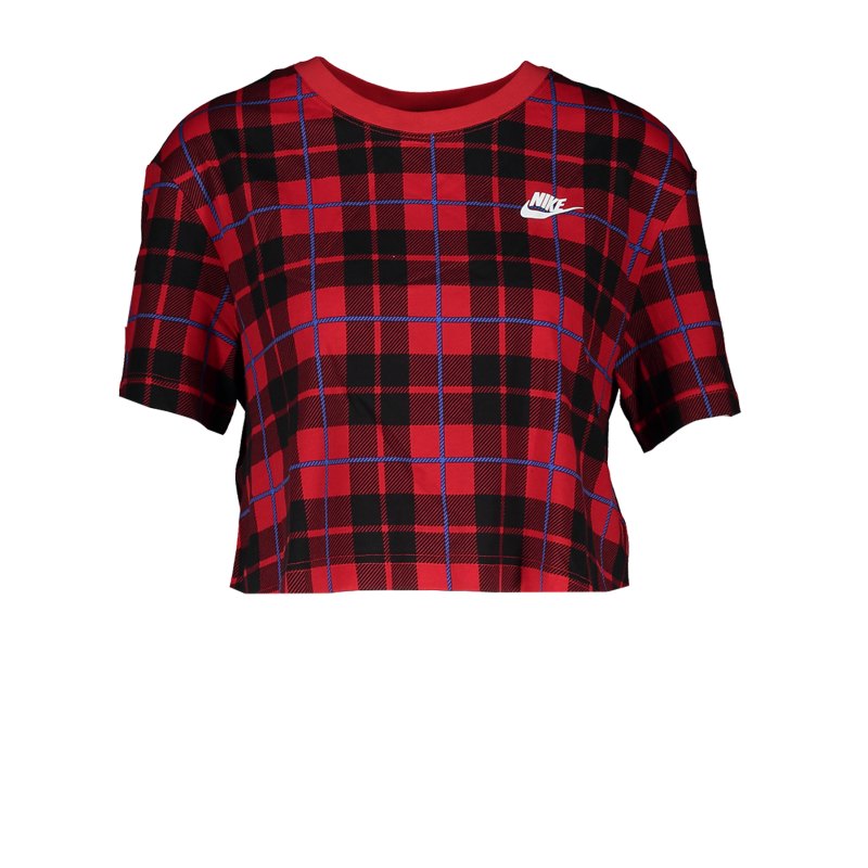 Nike Cropped Tee Futura Plaid T-Shirt Damen F657 - rot