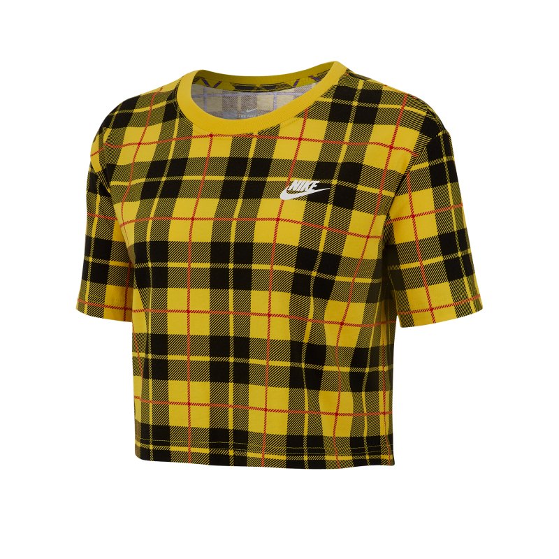 Nike Cropped Tee Futura Plaid T-Shirt Damen F703 - gelb