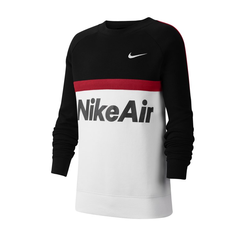 Nike Air Crew Sweatshirt Kids Schwarz Weiss F011 - schwarz