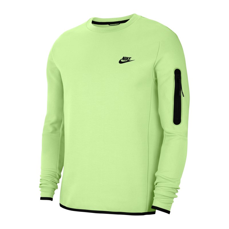 Nike Tech Fleece Crew Sweatshirt Grün Schwarz F383 - gruen