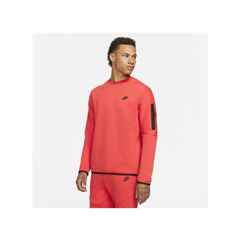 Nike Tech Fleece Crew Sweatshirt Rot Schwarz F605 - rot