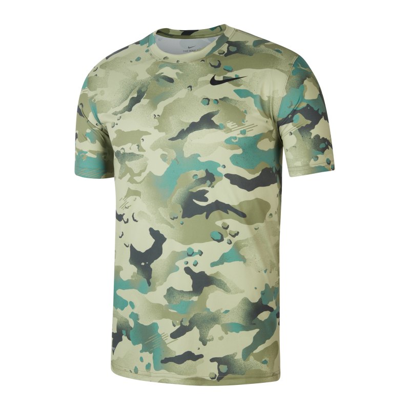 Nike Dry Camo AOP T-Shirt Grün Schwarz F342 - gruen