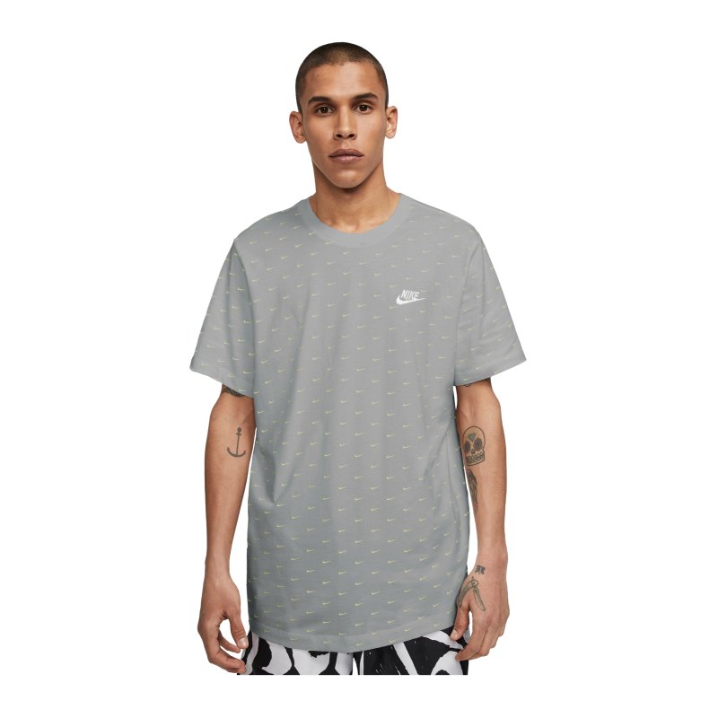 Nike Sportswear Mini Swoosh T-Shirt Grau Grün F077 - grau