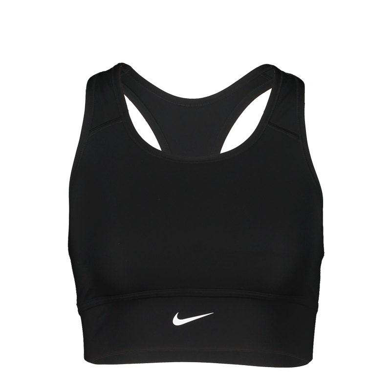 Nike Swoosh Longline Sport-BH Damen Schwarz F010 - schwarz
