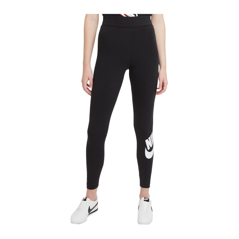 Nike Essentials Leggings Damen Schwarz Weiss F010 - schwarz