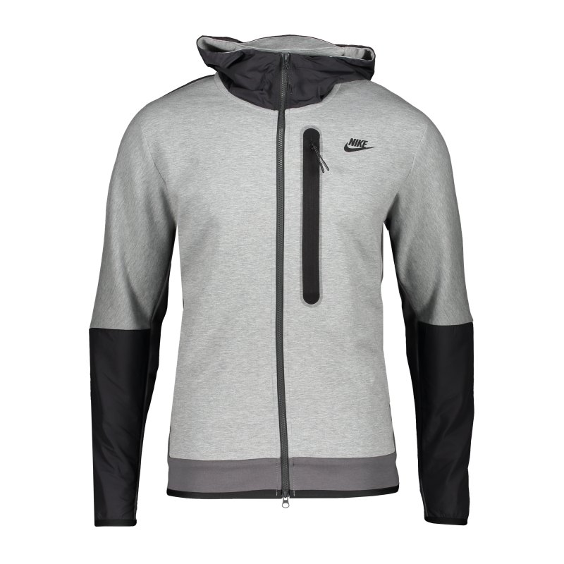 Nike Tech Fleece Kapuzenjacke Grau Schwarz F063 - grau