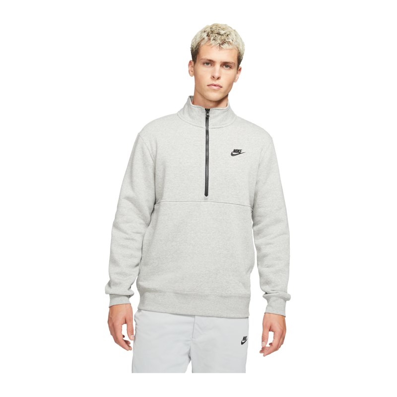 Nike Club HalfZip Sweatshirt Grau F064 - grau