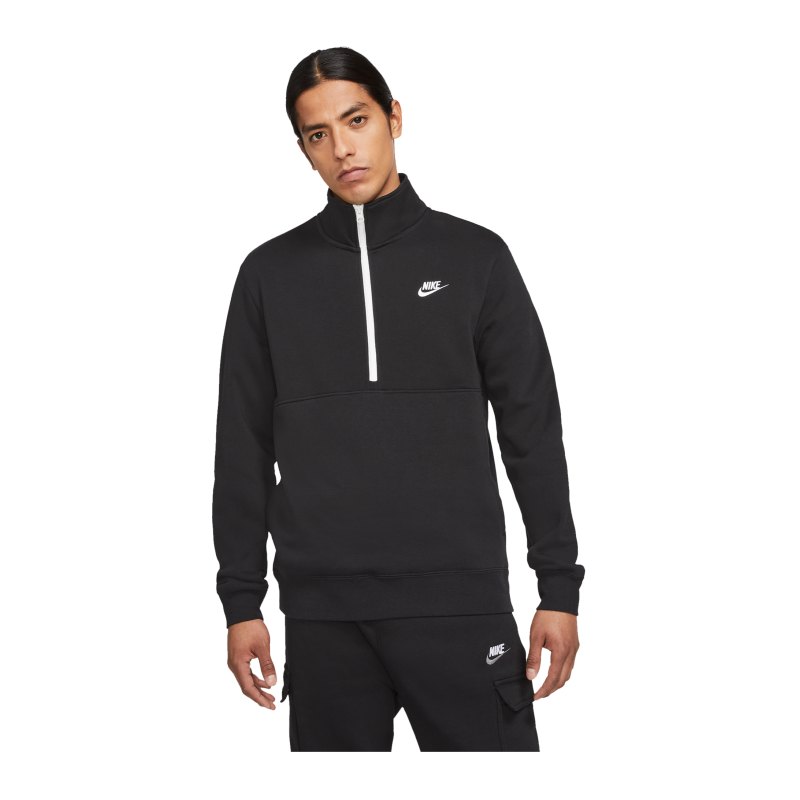 Nike Club HalfZip Sweatshirt Schwarz F010 - schwarz