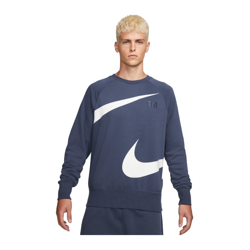 Nike Swoosh Fleece Sweatshirt Blau Weiss F437 - blau