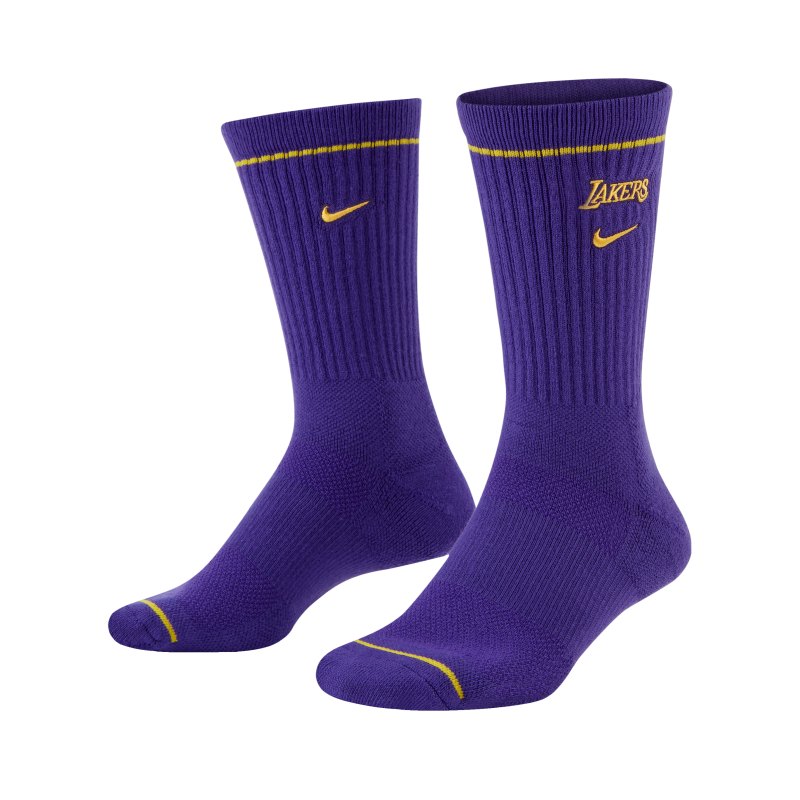 Nike LA Lakers NBA Crew Socken Lila Gelb F504 - lila