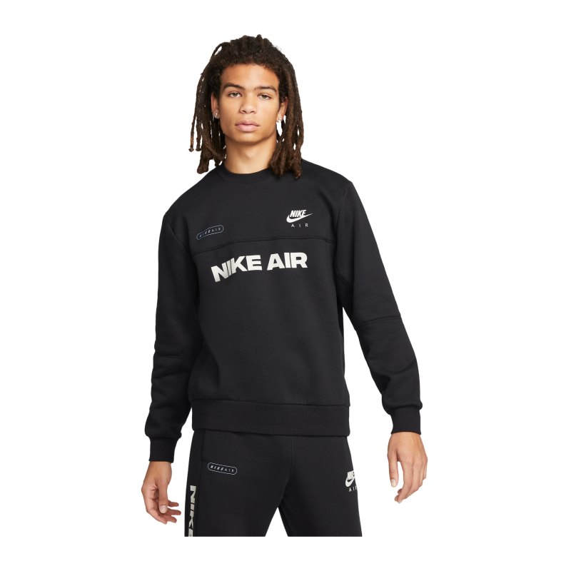 Nike Air Brushed-Back Fleece Sweatshirt F010 - schwarz