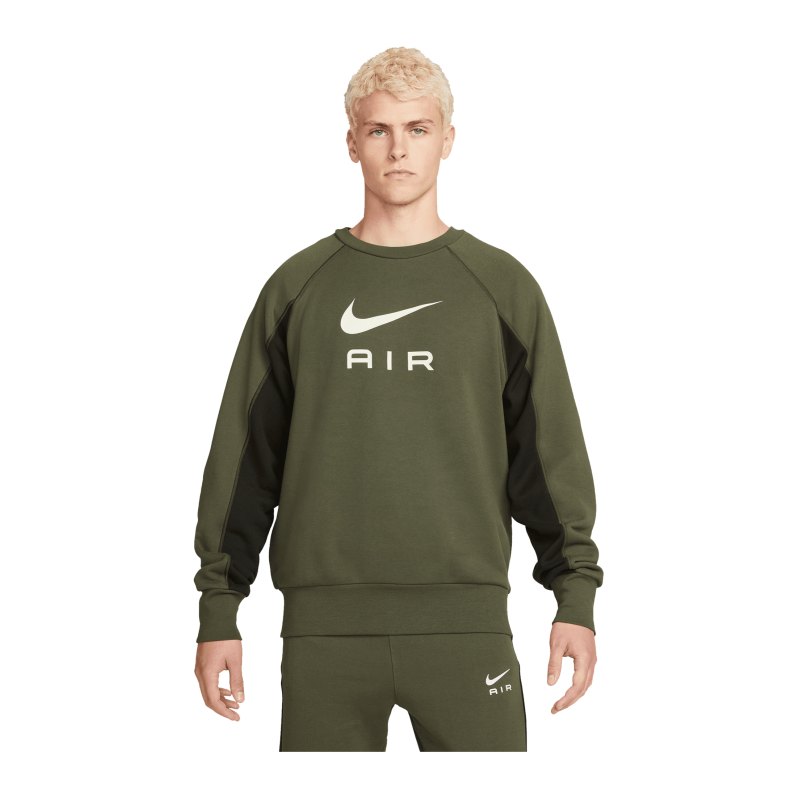 Nike Air FT Crew Sweatshirt Grün Weiss F222 - gruen