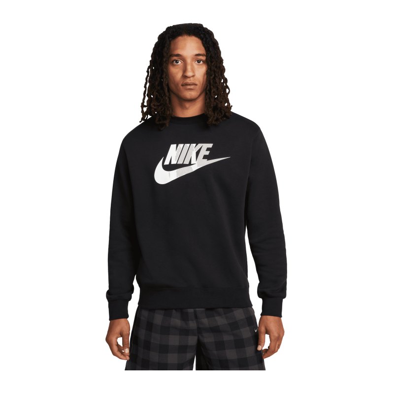Nike Club Fleece Brushed Back Crew Sweatshirt F010 - schwarz