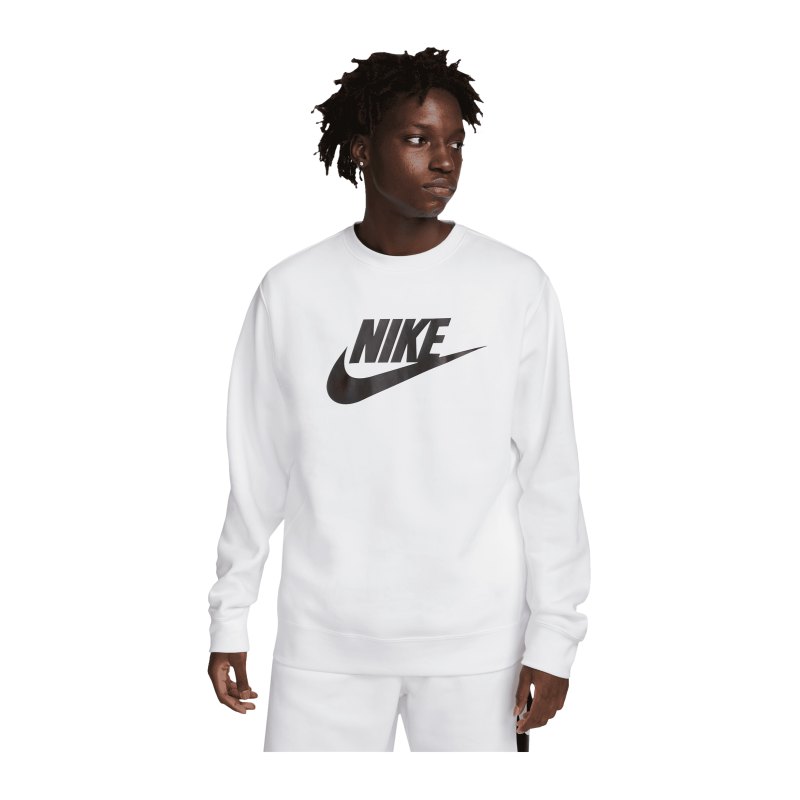 Nike Club Fleece Brushed Back Crew Sweatshirt F100 - weiss