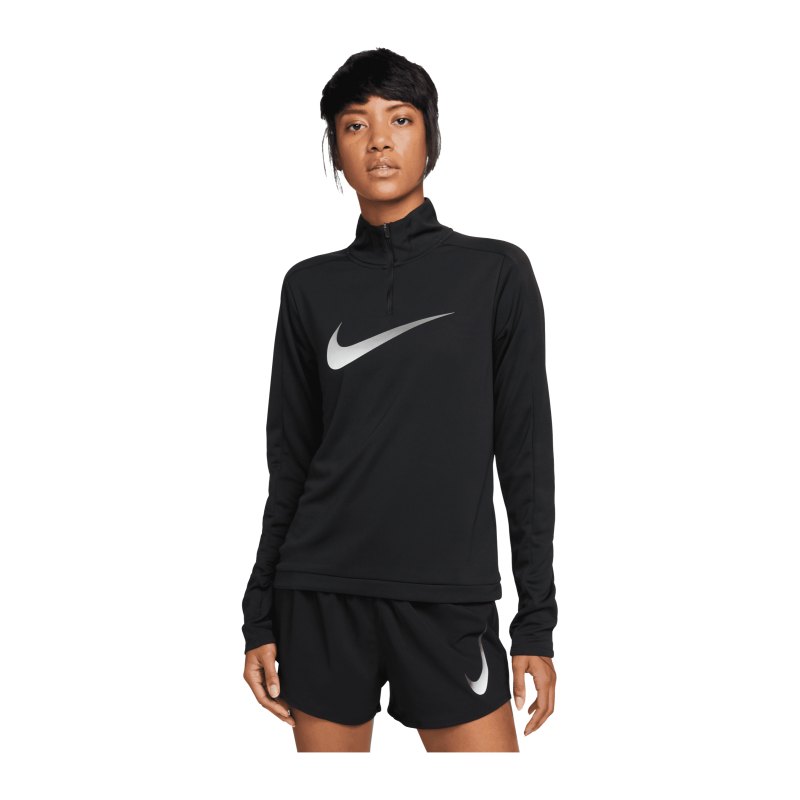 Nike Swoosh Sweatshirt Damen Schwarz F010 - schwarz