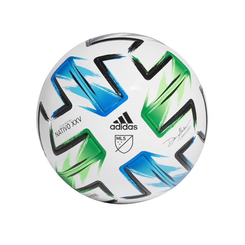 adidas MLS Pro OMB Spielball Weiss Blau Grün - weiss