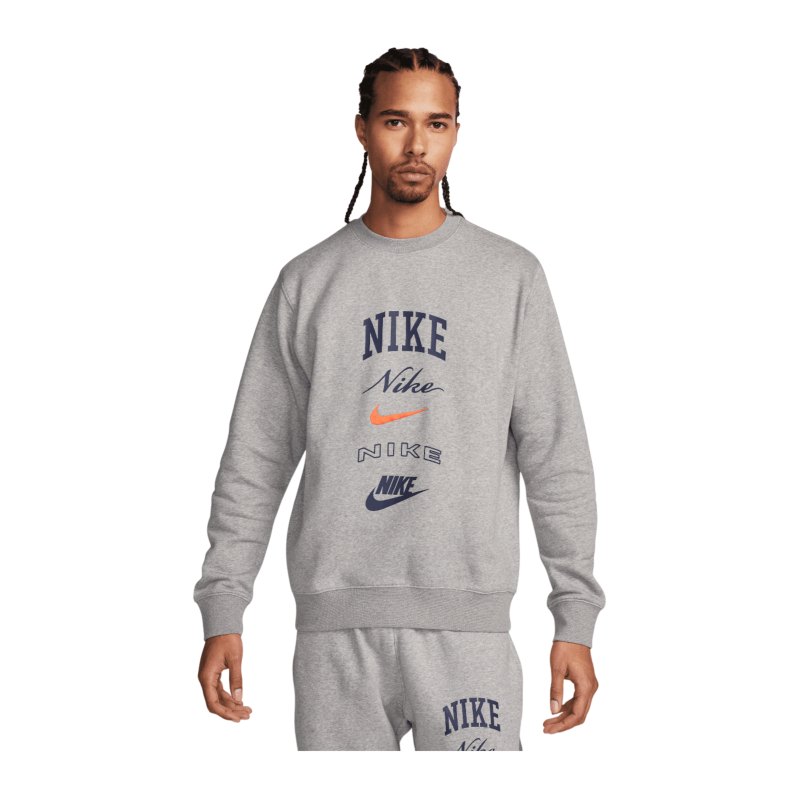 Nike Club Fleece Crew Sweatshirt Grau F063 - grau