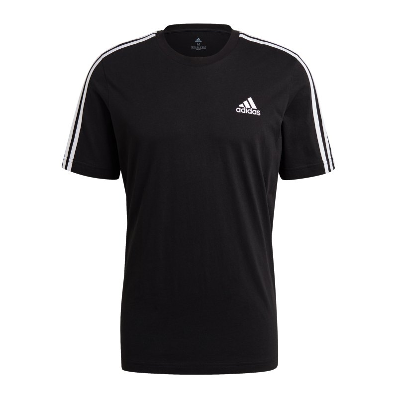 adidas Essentials 3 Stripes T-Shirt Schwarz Weiss - schwarz