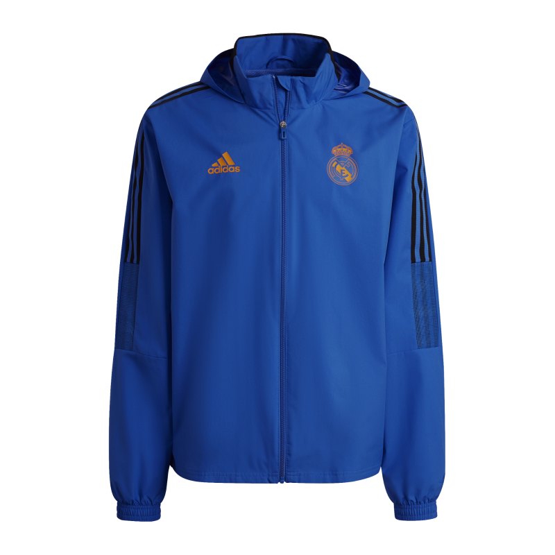 adidas Real Madrid Allwetter Kapuzenjacke Blau - blau