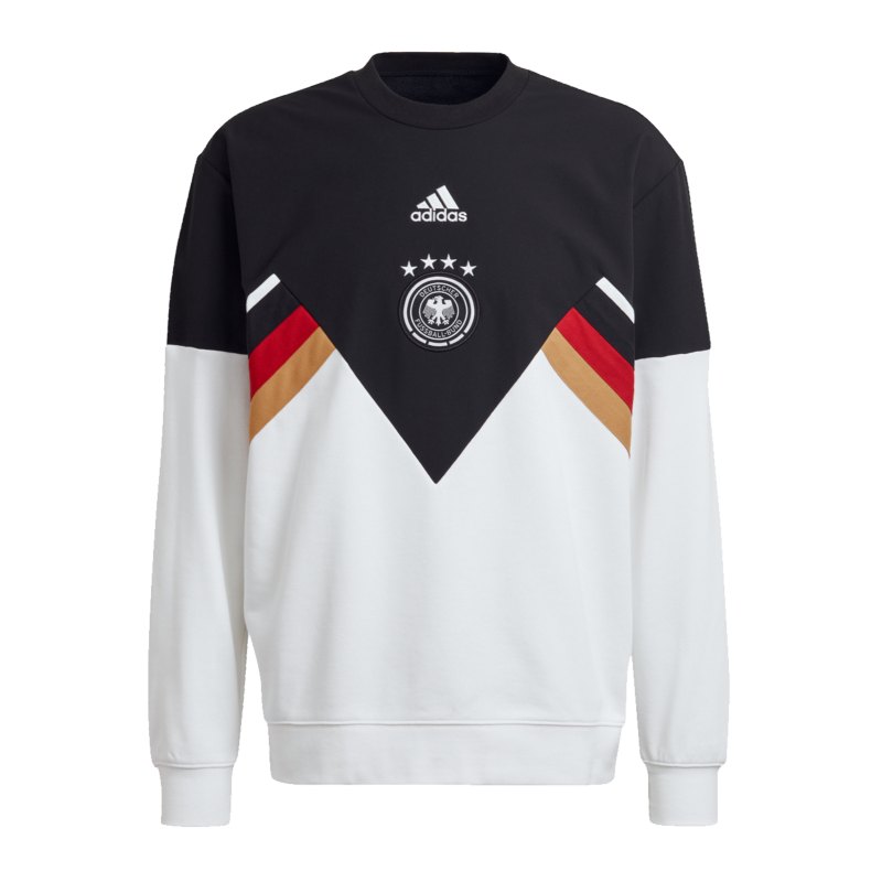 adidas DFB Deutschland Icon Crew Sweatshirt Schwarz Weiss - schwarz