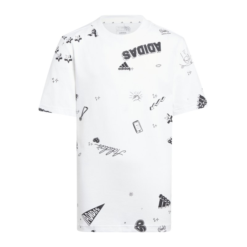 adidas Love Allover T-Shirt Kids Weiss Schwarz - weiss