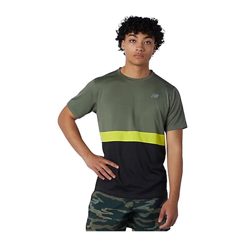 New Balance Striped Accelered T-Shirt Grün FNSE - gruen