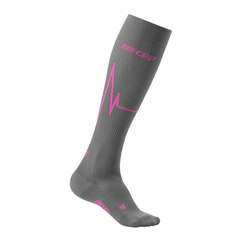 CEP Heartbeat Socken Running Damen Grau - rot