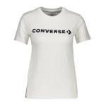 Converse Strip Wordmark Crew T-Shirt Damen Weiss