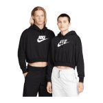 Nike Club Fleece Cropped Hoody Damen Schwarz F010