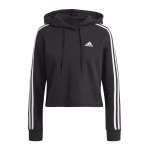 adidas 3S FT Cropped Hoody Schwarz Weiss