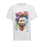 adidas Messi Graphic T-Shirt Kids Weiss Blau